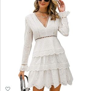 White Eyelet dress, size L